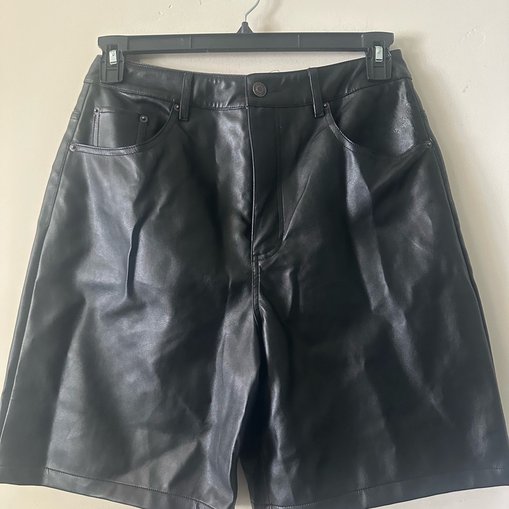 ASOS Black Leather Jean Shorts for Men